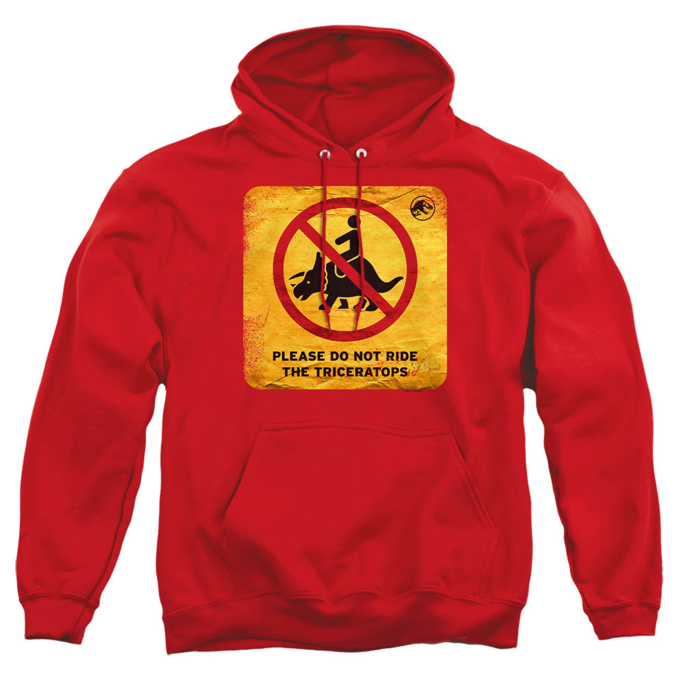 Jurassic World Don'T Ride Sign Mens Hoodie Red
