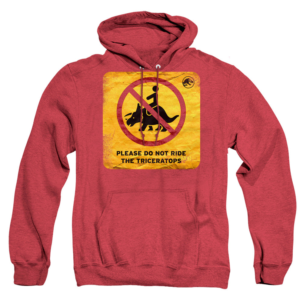 Jurassic World Don'T Ride Sign Heather Mens Hoodie Red