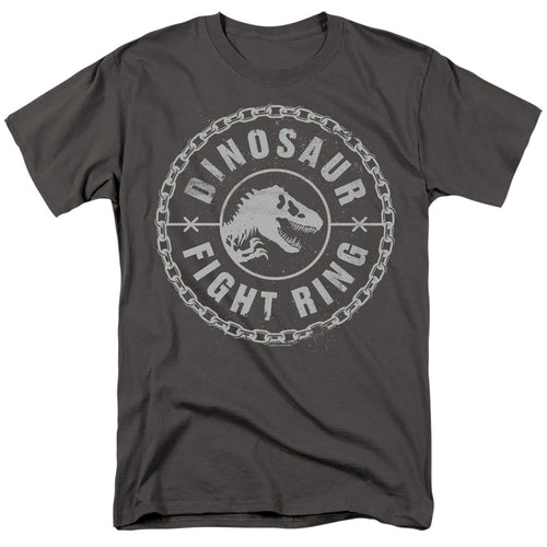 Jurassic World Dino Fight Ring Mens T Shirt Charcoal
