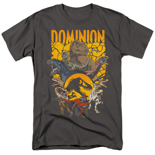 Jurassic World Dominion Pack Illustrated Mens T Shirt Charcoal