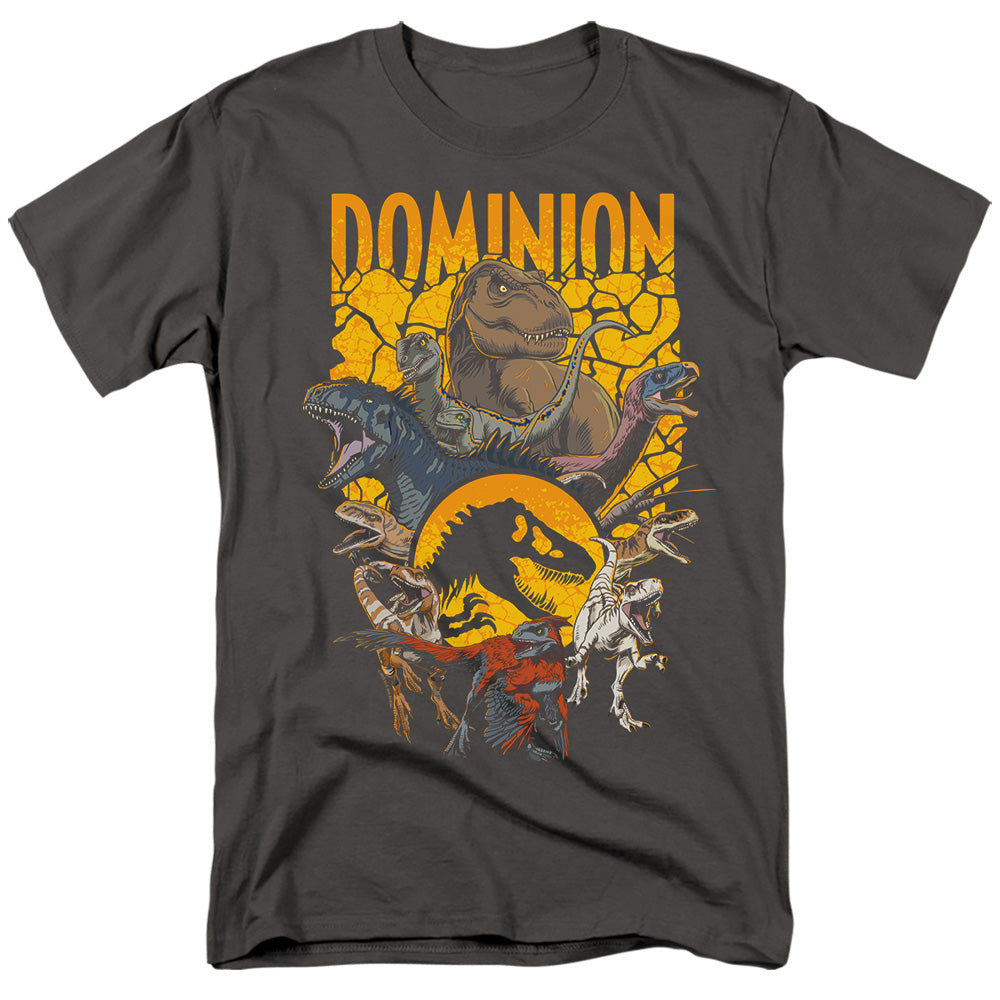 Jurassic World Dominion Pack Illustrated Mens T Shirt Charcoal