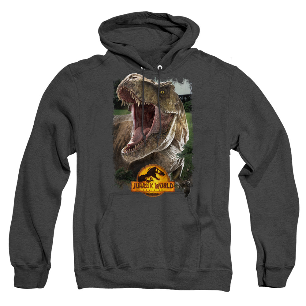 Jurassic World Rex Beauty Shot Heather Mens Hoodie Black