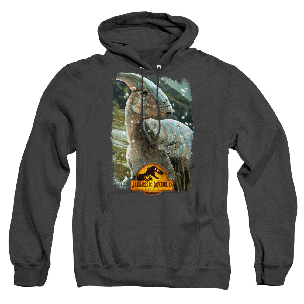 Jurassic World Parasaurolophus Beauty Shot Heather Mens Hoodie Black