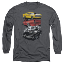 Load image into Gallery viewer, Fast And The Furious Muscle Car Splatter Mens Long Sleeve Shirt Charcoal Charcoal
