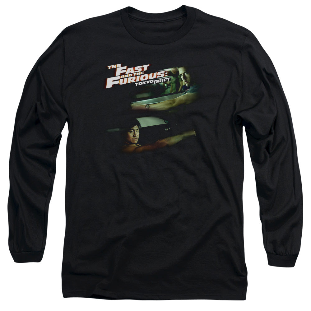 Tokyo Drift Drifting Together Mens Long Sleeve Shirt Black Officially Licensed