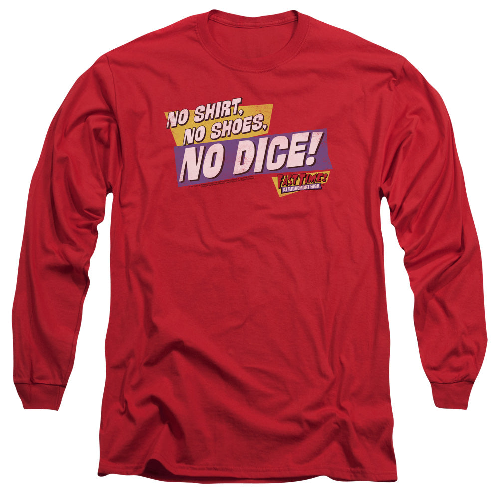 Fast Times Ridgemont High No Dice Mens Long Sleeve Shirt Red Officially Licensed