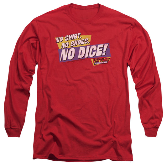 Fast Times Ridgemont High No Dice Mens Long Sleeve Shirt Red Red