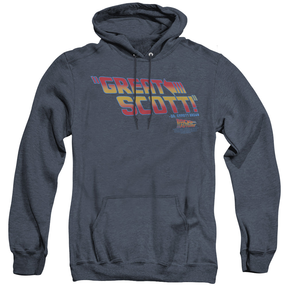 Back To The Future Great Scott Heather Mens Hoodie Navy