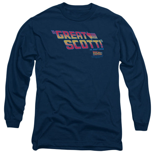 Back To The Future Great Scott Mens Long Sleeve Shirt Navy Blue