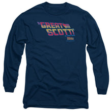 Load image into Gallery viewer, Back To The Future Great Scott Mens Long Sleeve Shirt Navy
