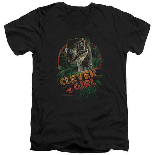 Jurassic Park Clever Girl Mens Slim Fit V-Neck T Shirt Black