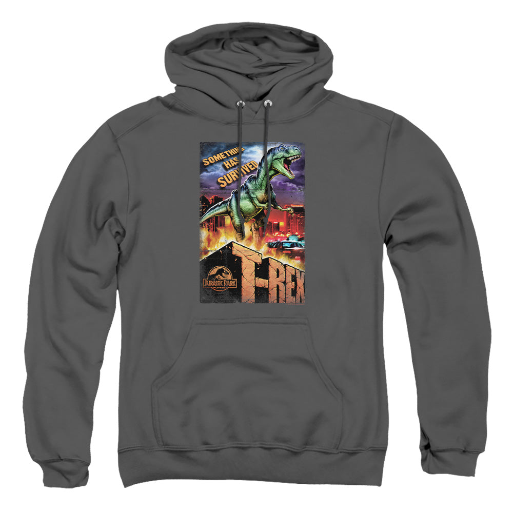 Jurassic Park Rex In The City Mens Hoodie Charcoal
