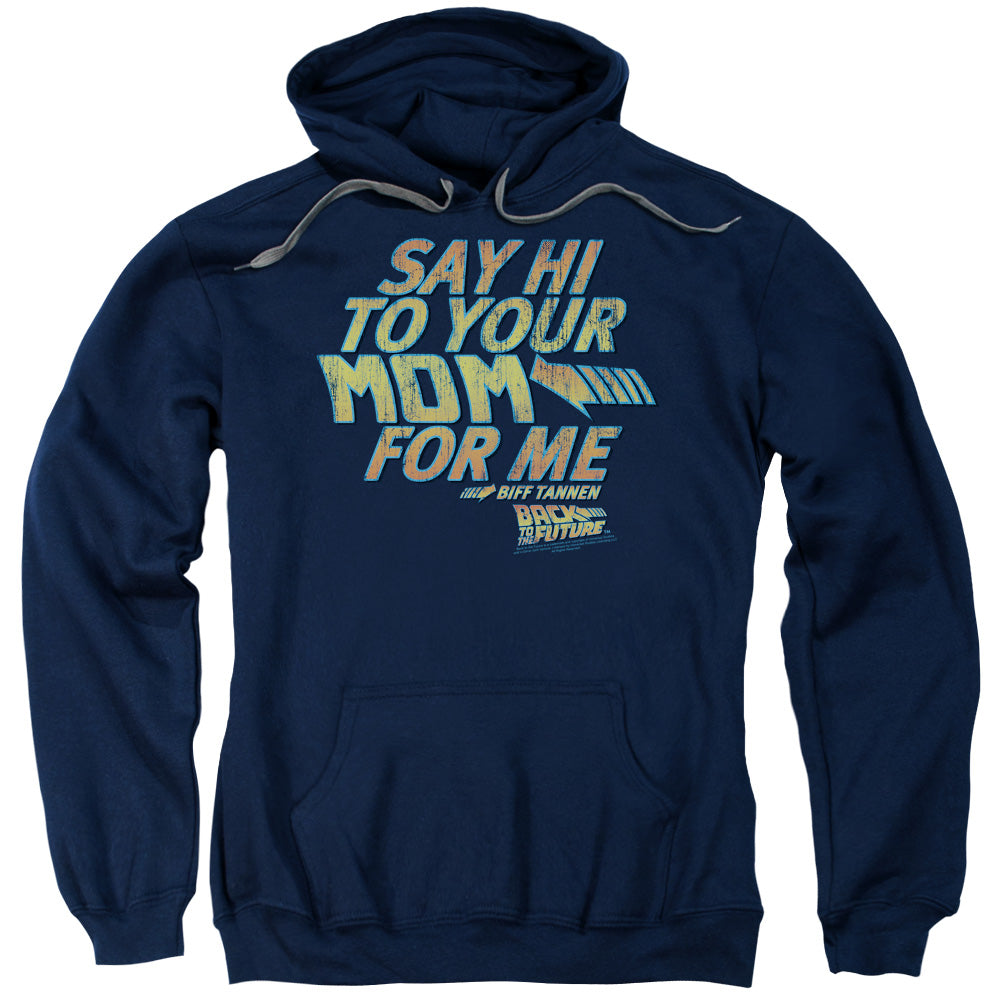 Back To The Future Say Hi Mens Hoodie Navy Blue