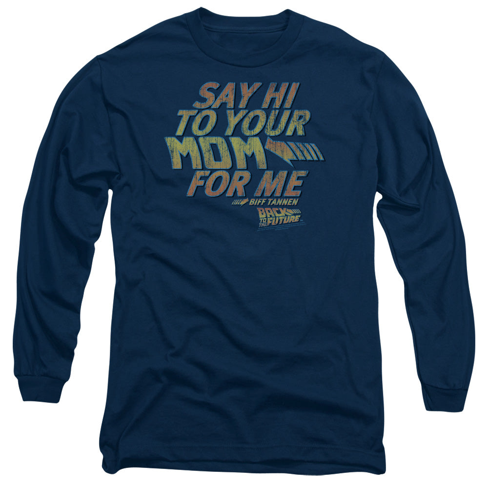 Back To The Future Say Hi Mens Long Sleeve Shirt Navy Navy
