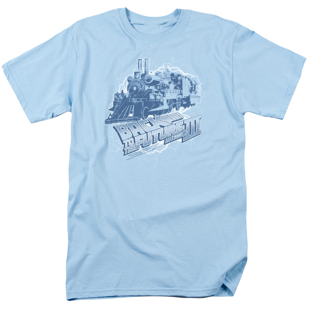 Back To The Future Iii Time Train Mens T Shirt Light Blue