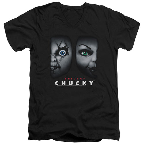Bride Of Chucky Happy Couple Mens Slim Fit V-Neck T Shirt Black