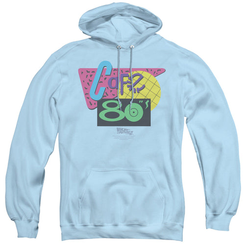 Back To The Future II Cafe 80s Mens Hoodie Light Blue