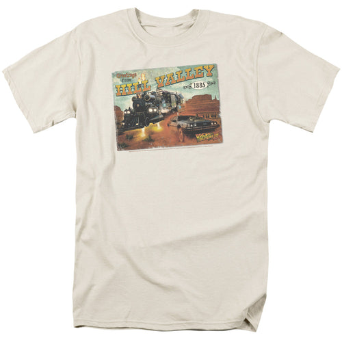 Back To The Future Iii Hill Valley Postcard Mens T Shirt Cream