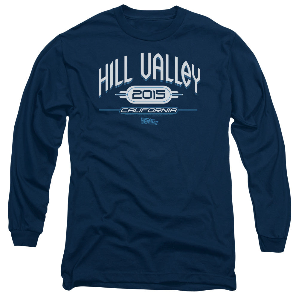 Back To The Future Ii Hill Valley 2015 Mens Long Sleeve Shirt Navy