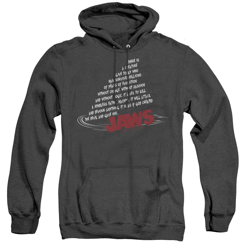 Jaws Dorsal Text Heather Mens Hoodie Black