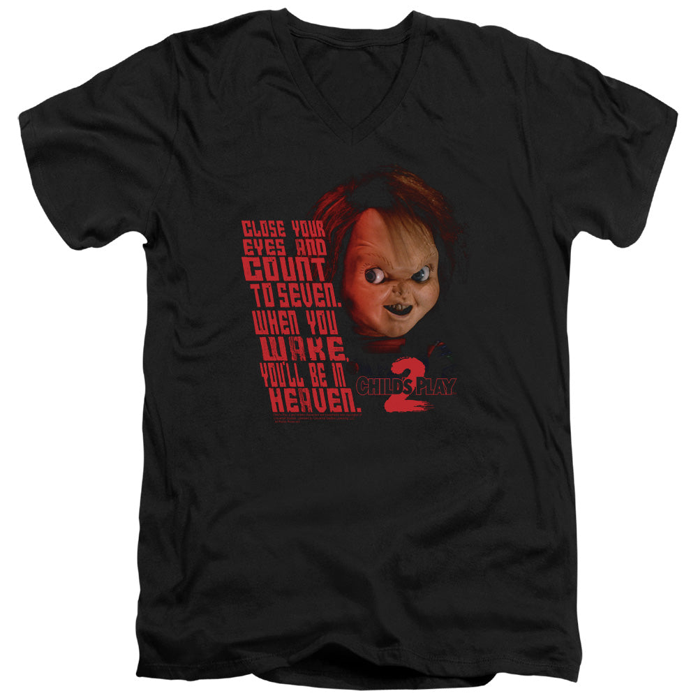 Childs Play 2 In Heaven Mens Slim Fit V-Neck T Shirt Black