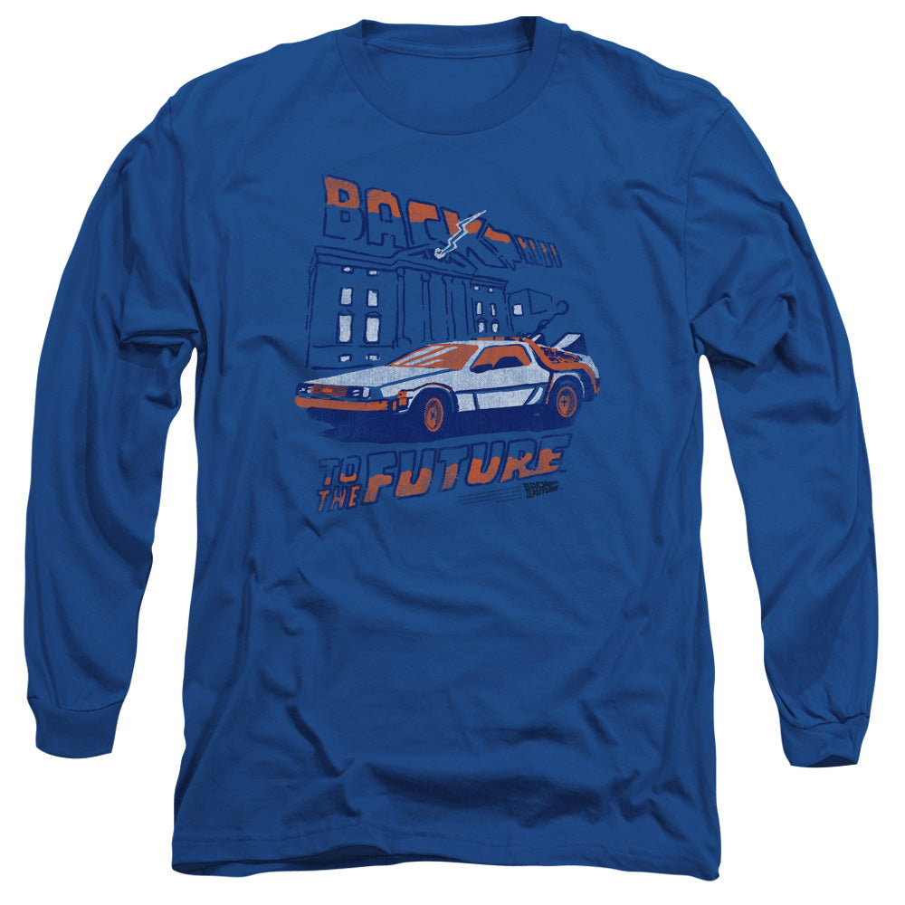 Back To The Future Lightning Strikes Mens Long Sleeve Shirt Royal Blue