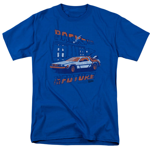 Back To The Future Lightning Strikes Mens T Shirt Royal