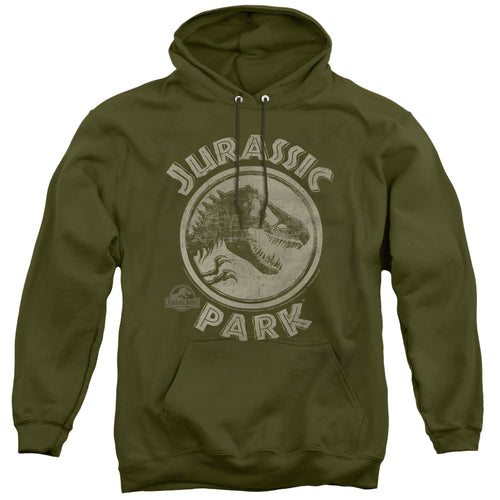 Jurassic Park JP Stamp Mens Hoodie Military Green