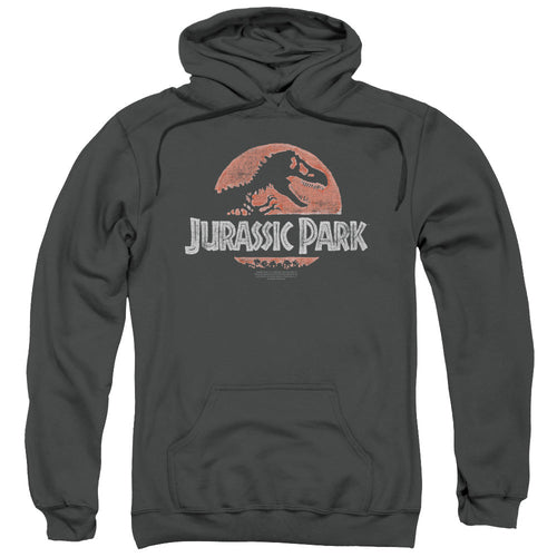 Jurassic Park Faded Logo Mens Hoodie Charcoal