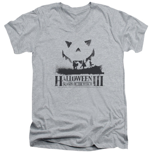 Halloween III Silhouette Mens Slim Fit V-Neck T Shirt Athletic Heather