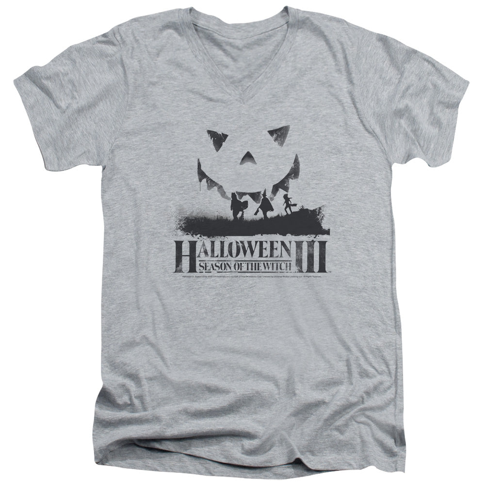 Halloween III Silhouette Mens Slim Fit V-Neck T Shirt Athletic Heather