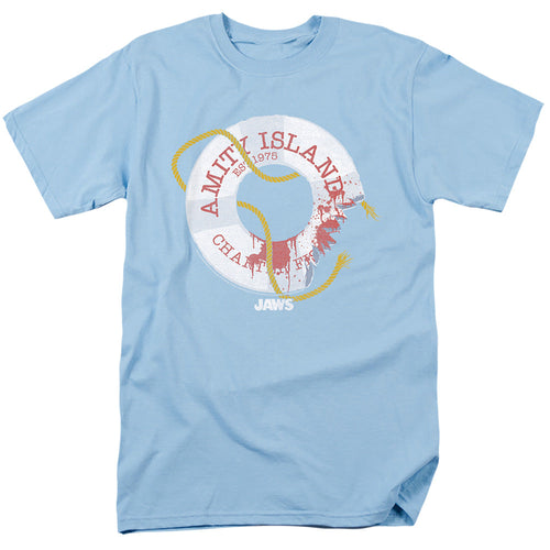 Jaws Life Preserver Mens T Shirt Light Blue