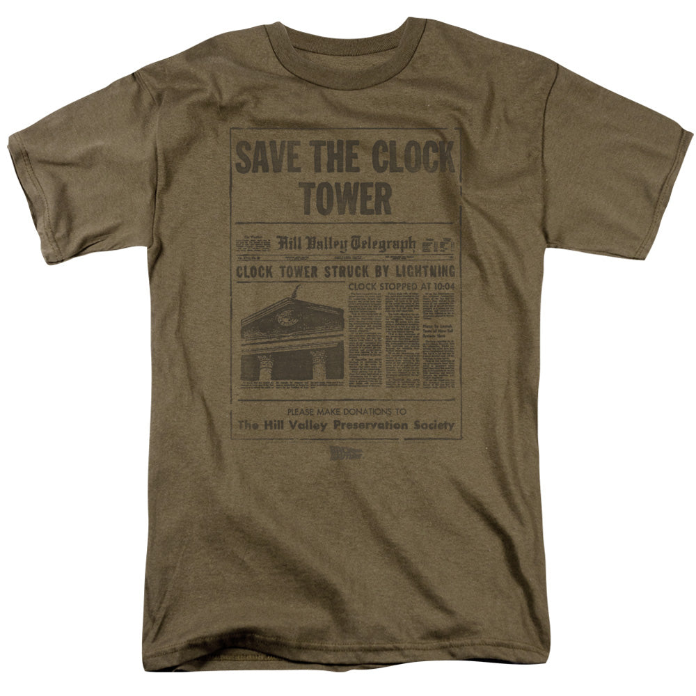 Back To The Future Clock Tower Mens T Shirt Safari Green Safari Green