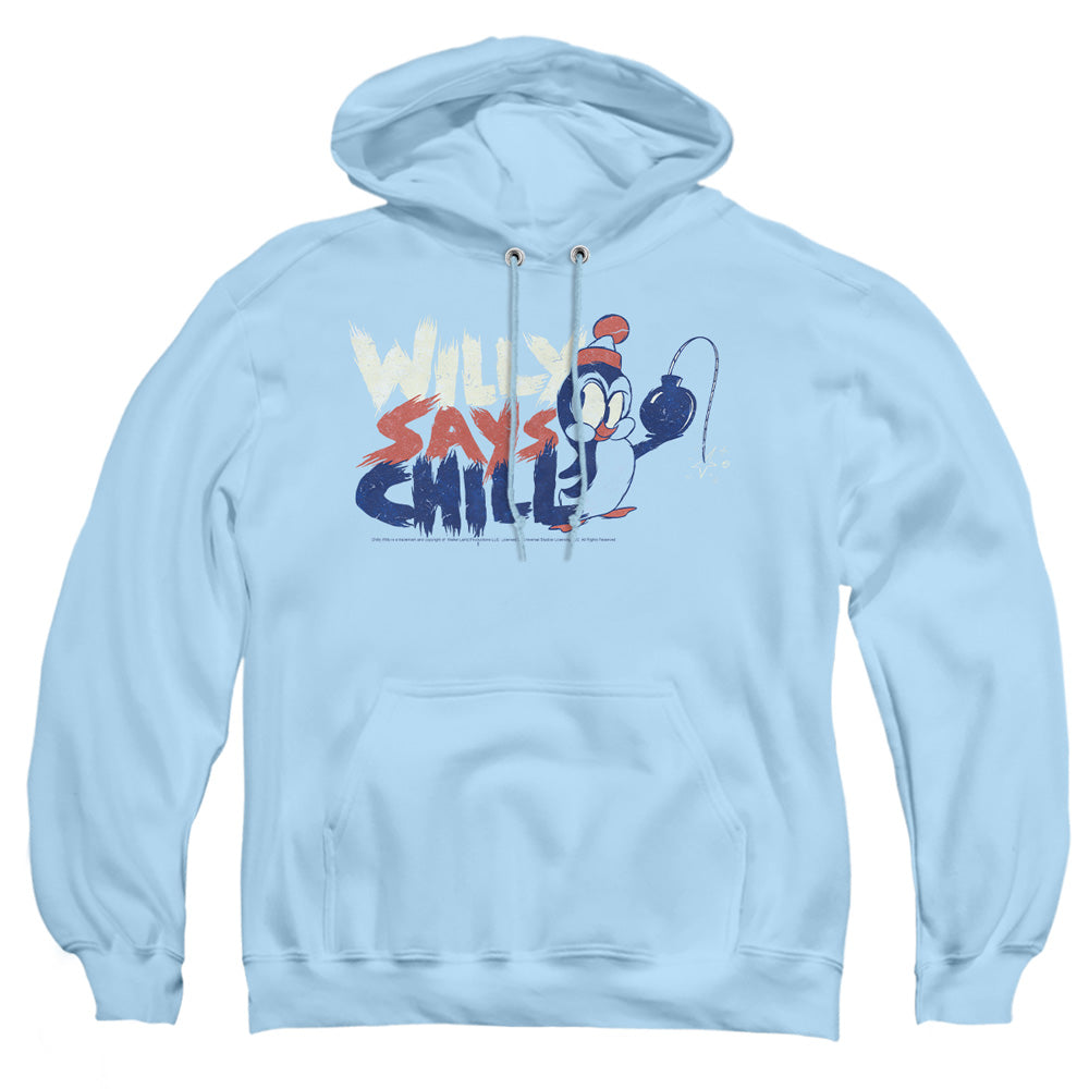 Chilly Willy I Say Chill Mens Hoodie Light Blue