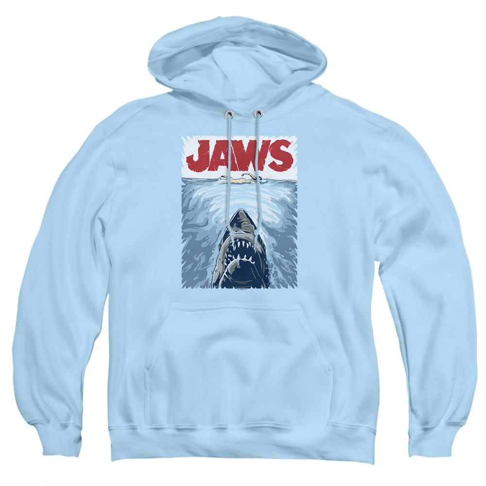 Jaws Graphic Poster Mens Hoodie Light Blue