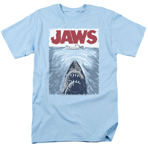 Jaws Graphic Poster Mens T Shirt Light Blue