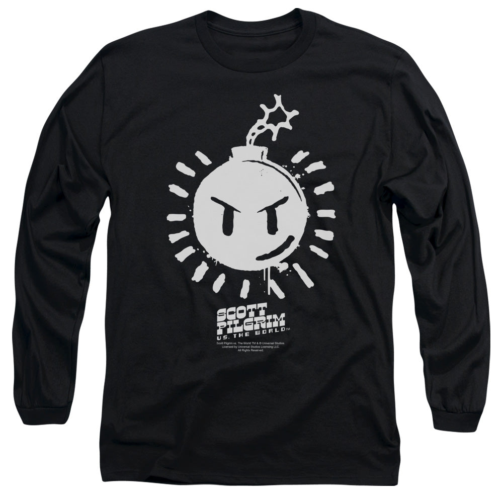 Scott Pilgrim Sex Bob Omb Logo Mens Long Sleeve Shirt Black Officially Licensed