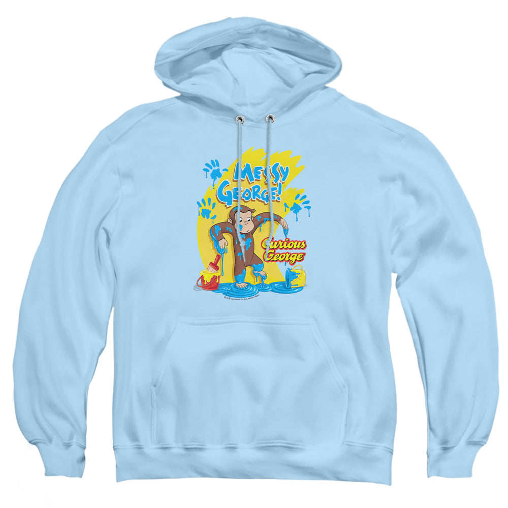 Curious George Messy George Mens Hoodie Light Blue