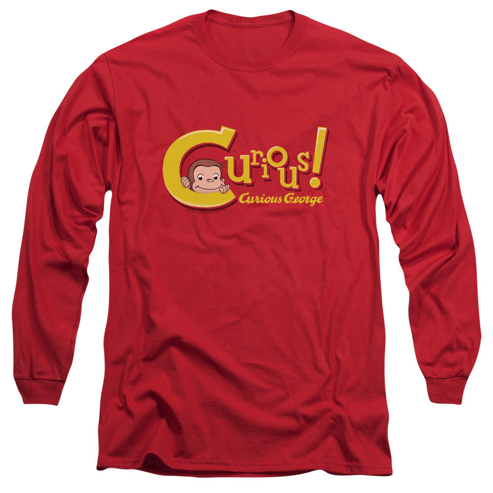 Curious George Curious Mens Long Sleeve Shirt Red Officially Licensed