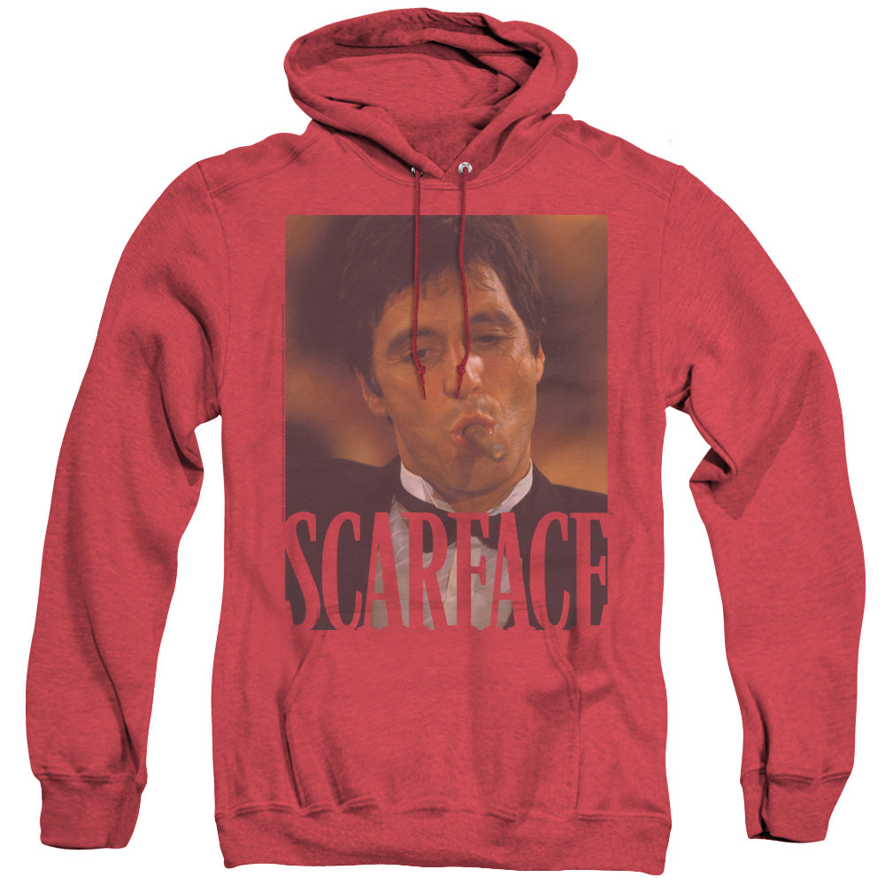Scarface Smoking Cigar Heather Mens Hoodie Red
