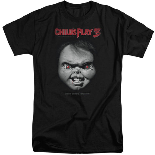Childs Play 3 Face Poster Mens Tall T Shirt Black
