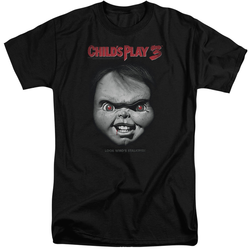 Childs Play 3 Face Poster Mens Tall T Shirt Black
