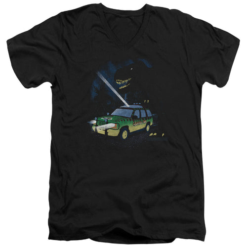Jurassic Park Turn It Off Mens Slim Fit V-Neck T Shirt Black