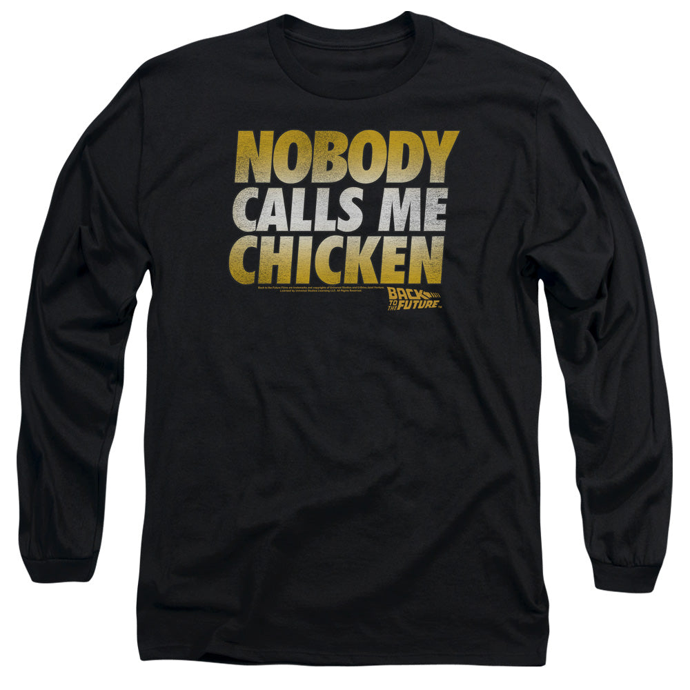 Back To The Future Chicken Mens Long Sleeve Shirt Black Black