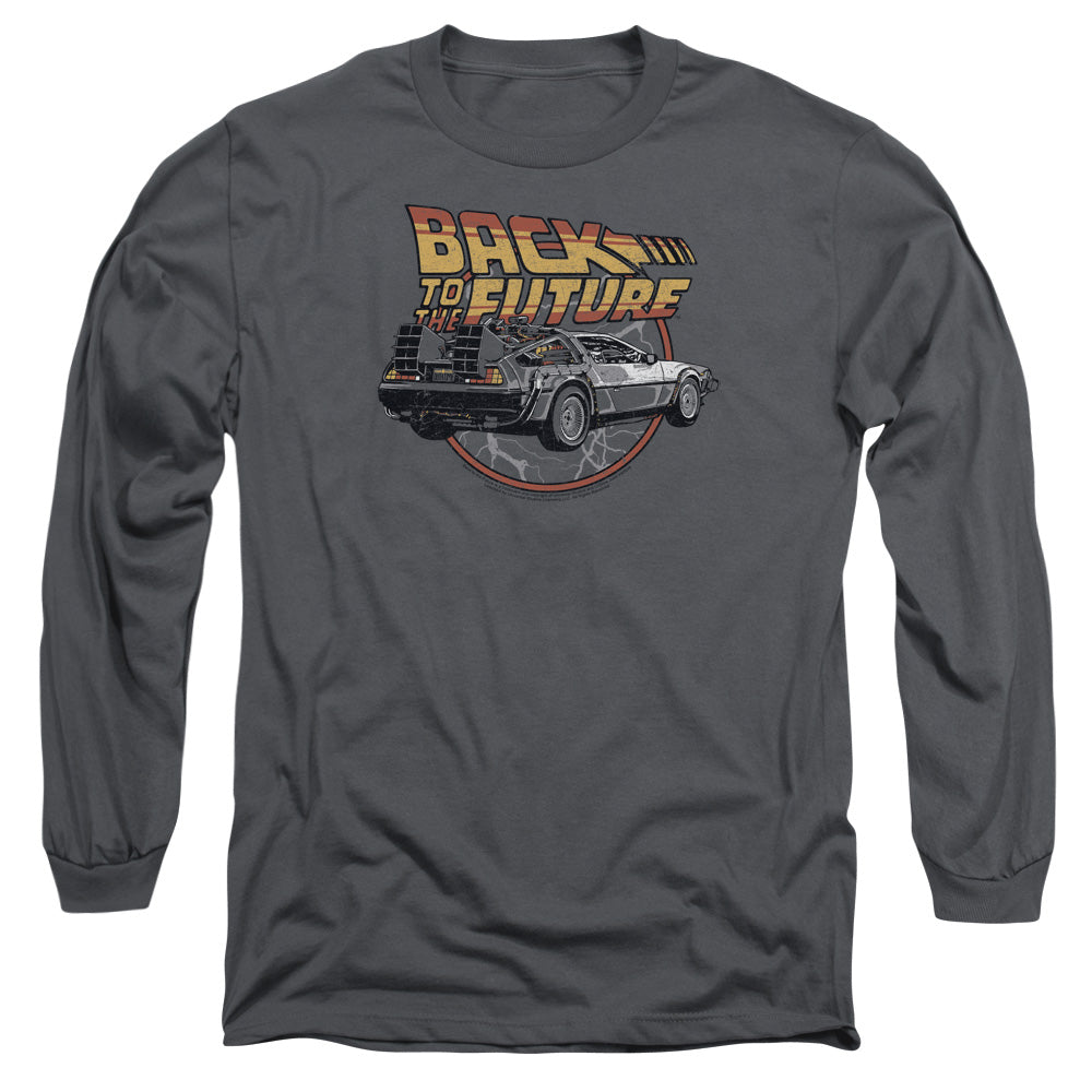 Back To The Future Time Machine Mens Long Sleeve Shirt Charcoal Charcoal