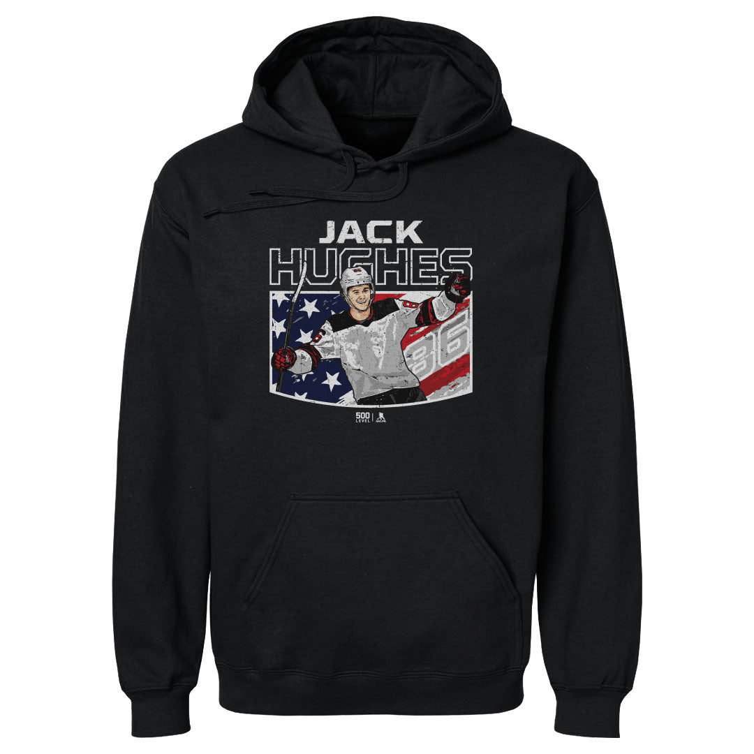 Jack Hughes New Jersey American Flag WHT