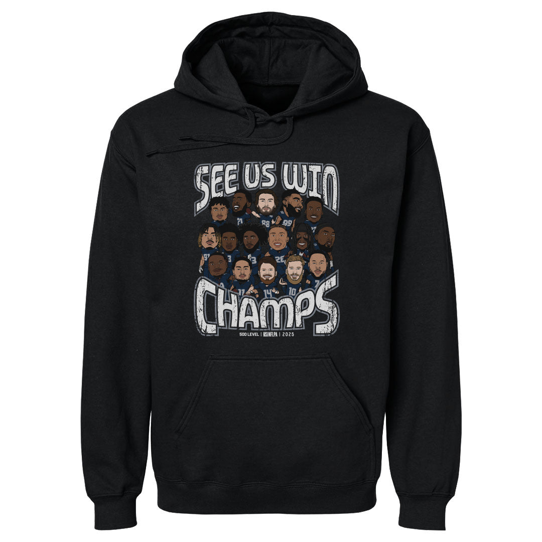 Seattle Football 2025 Champs Cartoon WHT