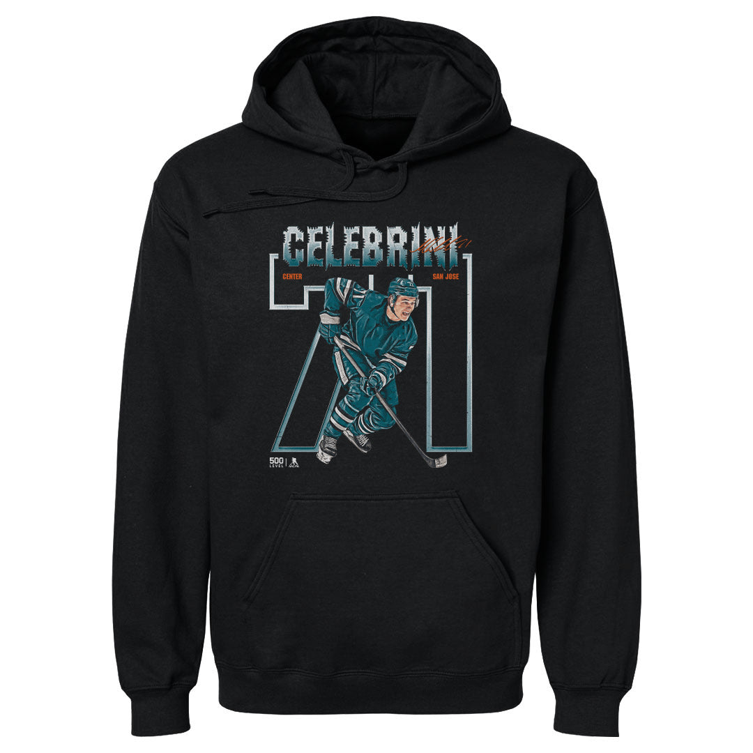Macklin Celebrini San Jose Number Outline WHT