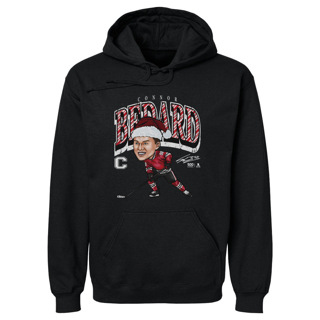 Connor Bedard Chicago Cartoon Santa Hat WHT