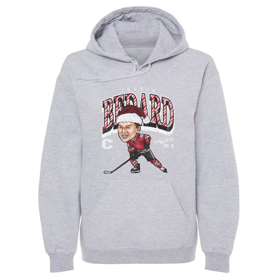 Connor Bedard Chicago Cartoon Santa Hat WHT
